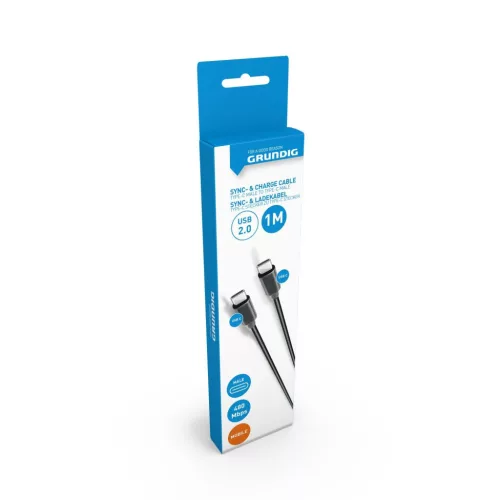KÁBEL USB-C-USB-C 2,0 1M BLK 29GR PVC CB USB TYPE-C MALE USB TYPE-C MALE 480MBPS