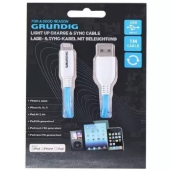 TÖLTŐ KÁBEL IPHONE LIGHTNING VILÁGÍTÓS KÉK 1M