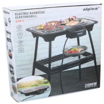 ELEKTROMOS BBQ 2000W HŐFOKSZABÁLYOZÓ, FÉNY JELZŐS