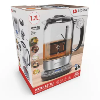   VÍZFORRALÓ 230V SS 2200W  23X16X24CM 1,7L 1,7KG CB ÜVEGKANCSÓ, TEAFŐZŐ KOSÁR