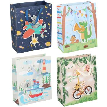 AJÁNDÉKTASAK ÁLLATOS 4FÉLE 32X26X12CM