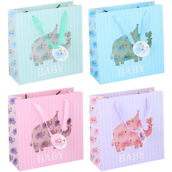 AJÁNDÉKTASAK BABY ELEFÁNTOS 4FÉLE 25X25CM