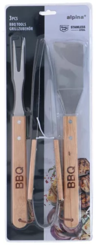 GRILL SZETT 3DB 5X34CM INOX/TÖLGY