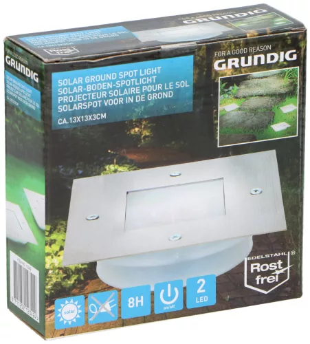 KERTI LÁMPA PADLÓBA SÜLLYESZTHETŐ NÉGYZET ALAKÚ INOX 13X13X5CM 600MAH AKKU