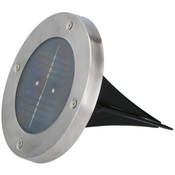   KERTI LÁMPA SOLAR INOX LESZÚRHATÓ LAPOS 12CM 2 SMDLED 1000MAH AKKU