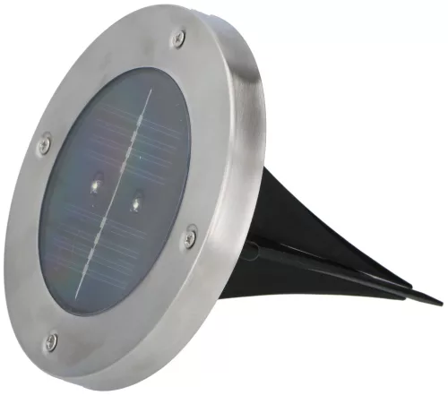 KERTI LÁMPA SOLAR INOX LESZÚRHATÓ LAPOS 12CM 2 SMDLED 1000MAH AKKU