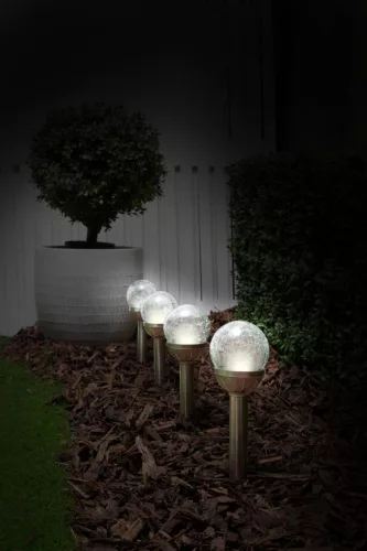 KERTI SOLAR LÁMPA LESZÚRHATÓ, ÜVEGBÚRÁS, INOX, 1LED+1 RGB LED 8X34CM 600MAH AAA