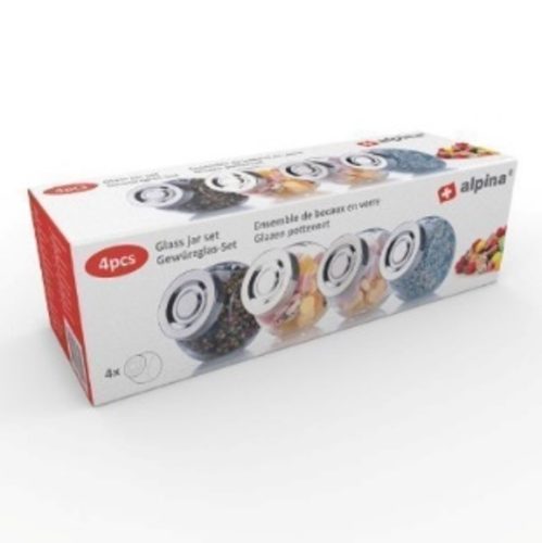 FŰSZER TÁROLÓ ÜVEG+TETŐ 4DB 200ML 8X8X6CM