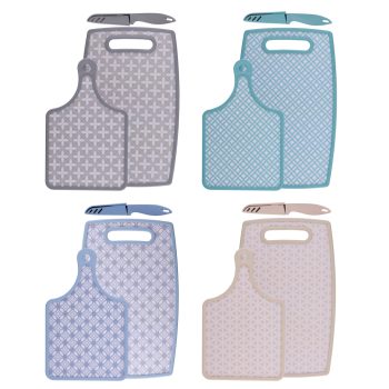 VÁGÓDESZKA 2DB KÉTOLDALAS (37X23, 30X19CM) + KÉS 4 FÉLE