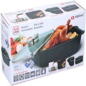   PECSENYESÜTŐ 5,5L 39,5X22,5X11CM ACÉL SÜTŐ TEST, ÜVEG FEDŐ 1871G