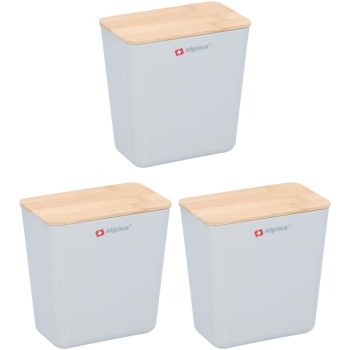 TÁROLÓDOBOZ 3DB-OS 1L 13,5X13X8CM MŰA. BAMBUSZ TETŐVEL