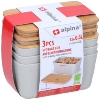 TÁROLÓDOBOZ 3DB-OS 0,5L 6,6X13X8CM MŰA. BAMBUSZ TETŐVEL