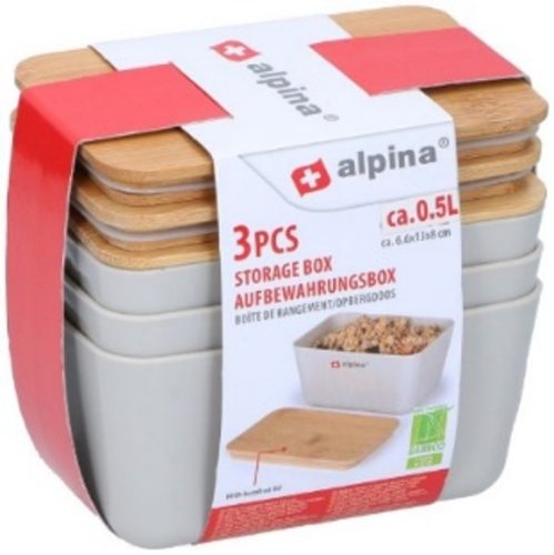 TÁROLÓDOBOZ 3DB-OS 0,5L 6,6X13X8CM MŰA. BAMBUSZ TETŐVEL