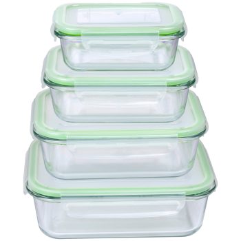 TÁROLÓ EDÉNY 4DB 370/640/1050/1520ML ÜVEG+MŰA. TETŐVEL