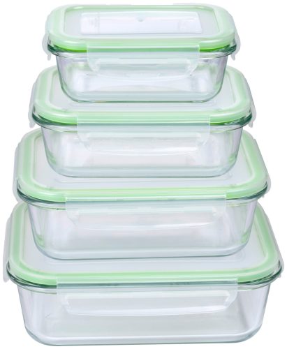 TÁROLÓ EDÉNY 4DB 370/640/1050/1520ML ÜVEG+MŰA. TETŐVEL