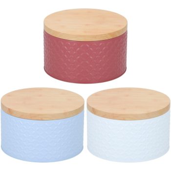 TÁROLÓDOBOZ FÉM SÜTEMÉNYHEZ 19X19X12CM 3 SZÍNBEN