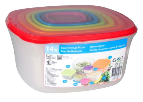 ÉTELTARTÓ SZETT 7DB-OS TETŐVEL MŰANYAG NÉGYZET