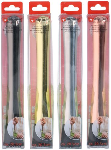 KOKTÉL TÖRŐFA/PRÉSELŐ  4FÉLE 2,4X20,5CM SS/PP PVC