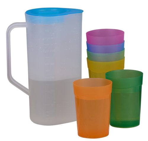 KANCSÓ POHÁRRAL 6FÉLE 7DB 24X16,5X10CM PP