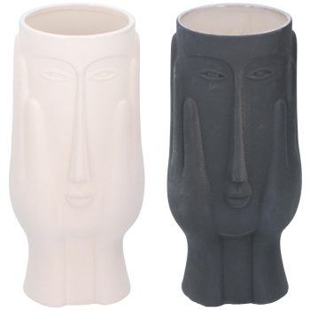 VÁZA DOLOMIT FEJ FORMA 13X12X28CM 2 FÉLE