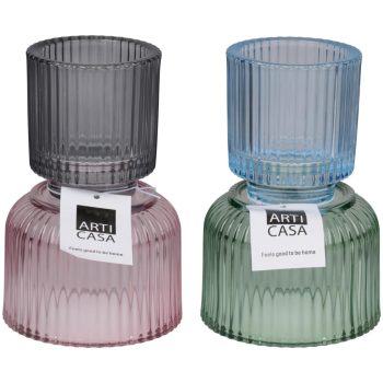 VÁZA ÜVEG FELFORDÍTHATÓ 10X10X16CM 2 FÉLE