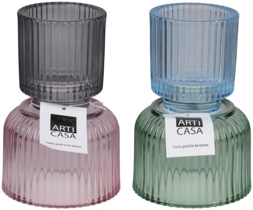 VÁZA ÜVEG FELFORDÍTHATÓ 10X10X16CM 2 FÉLE