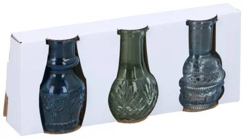 VÁZA ÜVEG 3DB 4X4X8CM