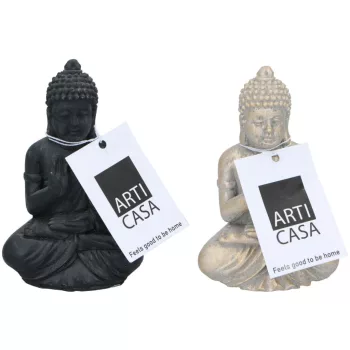 BUDDHA SZOBOR ÜLŐ  CEMENT 7X4X11CM 2 FÉLE