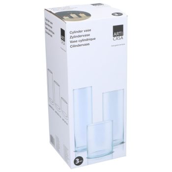 VÁZA SZETT ÜVEG 3DB (8X27CM, 10X25CM, 12X15CM)