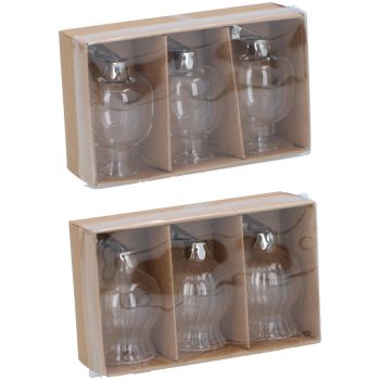 VÁZA ÜVEG CSIPESSZEL 2FÉLE 3DB4XH6CM 13GRAM GL BBL