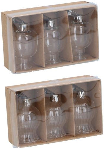 VÁZA ÜVEG CSIPESSZEL 2FÉLE 3DB4XH6CM 13GRAM GL BBL