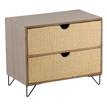 TÁROLÓ DOBOZ 2 FIÓKOS RATTAN FIÓK 25X14X21CM