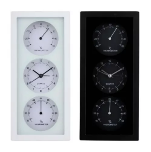 ÓRA ANALÓG HŐMÉRŐVEL ÉS PÁRATARTALOM MÉRŐVEL 26X5X12CM 2 FÉLE