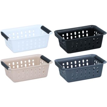   KOSÁR LYUKACSOS ERŐSÍTETT FOGANTYÚVAL 23,8X16,6X8,5CM 4 SZÍNBEN