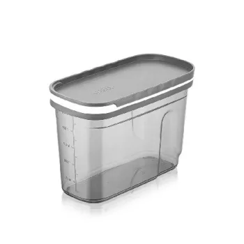   TÁROLÓDOBOZ "EXCLUSIVE" ÁTTETSZŐ SZÜRKE 1,2L H:19,9CM SZ:9,5CM M:13,3CM