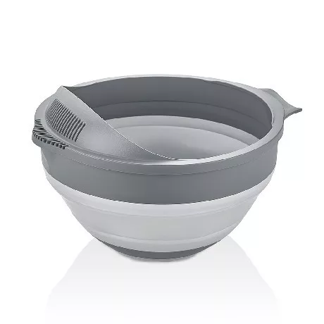 SZŰRŐ ÉS TÁL MŰA. 2 AZ 1-BEN ÖSSZECSUKHATÓ 3,25L 26,3X23,3X15,5CM, SZÜRKE