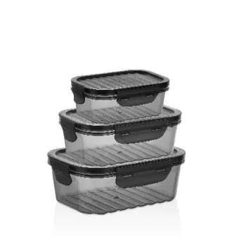   TÁROLÓDOBOZ SZETT 3DB-OS "QUICK" MŰA. 21,5X15,9X8CM, FEKETE
