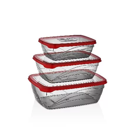 TÁROLÓDOBOZ SZETT 3DB-OS "BIO" MŰA. 1,2/1,9/3,2L 28,6X20X9,6CM