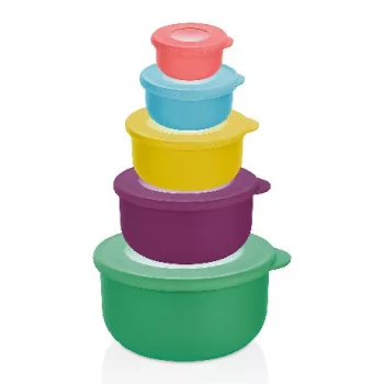   TÁL SZETT "QLIFE" MŰA. FEDŐVEL 100/250/500/900/1800ML 20,7X19,3X11,2CM, SZÍNES