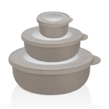   TÁL SZETT 3DB-OS "QLIFE" MŰA. FEDŐVEL 250/600/1250ML 20,7X19,3X9CM