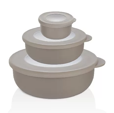 TÁL SZETT 3DB-OS "QLIFE" MŰA. FEDŐVEL 250/600/1250ML 20,7X19,3X9CM