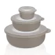 TÁL SZETT 3DB-OS "QLIFE" MŰA. FEDŐVEL 250/600/1250ML 20,7X19,3X9CM