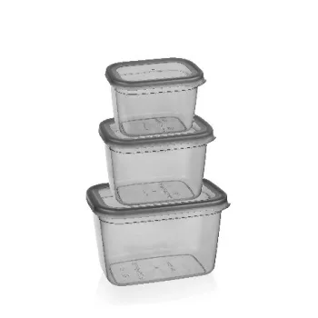   TÁROLÓDOBOZ SZETT 3DB-OS "COLONY" MŰA. 800/1300/2300ML 19,7X13,7X12,5CM