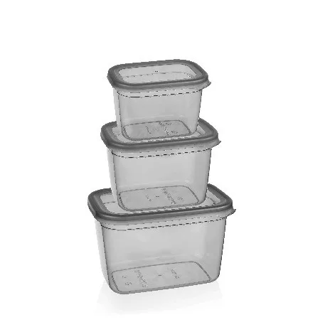 TÁROLÓDOBOZ SZETT 3DB-OS "COLONY" MŰA. 800/1300/2300ML 19,7X13,7X12,5CM