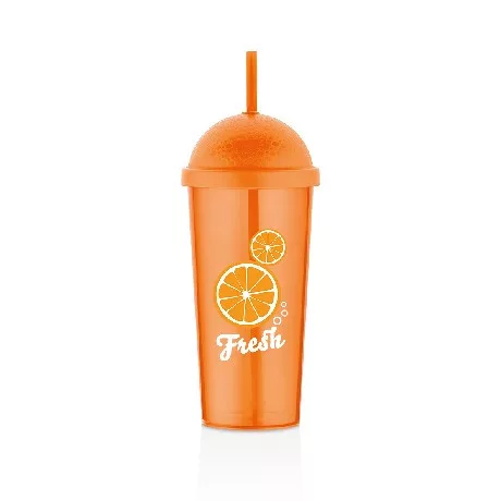 POHÁR MŰA. NARANCSSÁRGA SZÍVÓSZÁLLAL "NARANCS" 700ML
