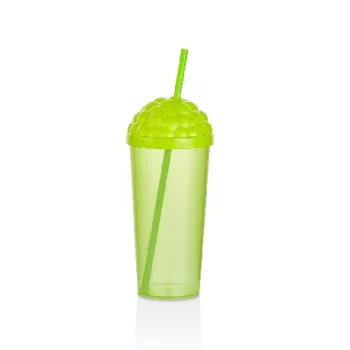 POHÁR MŰA. ZÖLD SZÍVÓSZÁLLAL "SZŐLŐ" 700ML