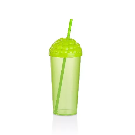 POHÁR MŰA. ZÖLD SZÍVÓSZÁLLAL "SZŐLŐ" 700ML