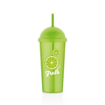 POHÁR MŰA. ZÖLD SZÍVÓSZÁLLAL "LIME" 700ML