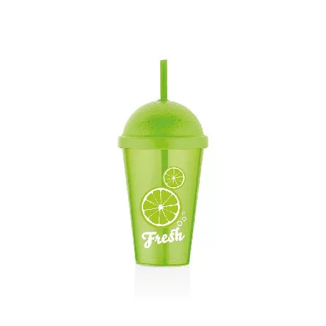 POHÁR MŰA. ZÖLD SZÍVÓSZÁLLAL "LIME" 450ML