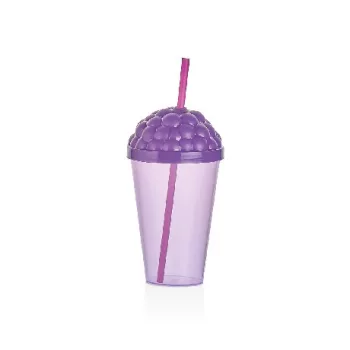 POHÁR MŰA. LILA SZÍVÓSZÁLLAL "SZEDER" 450ML